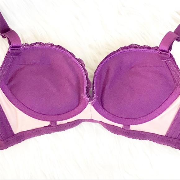 Sexy Romantic push-up purple lace pearl bow set - Picture 4 of 8